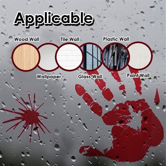Zombie Bloody Mess Cling Set Handprint Footprint Splats 14-Sheets 135-Pieces - Picture 3 of 7